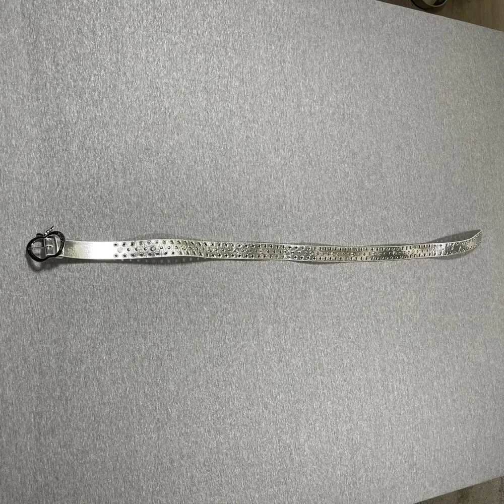 Apple Bottoms Belt Womens Large Silver Studded Logo Casual